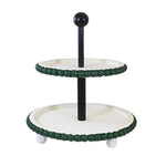 Ganz Green Beaded Edge Two-Tier Pedestal Stand - - SBKGifts.com