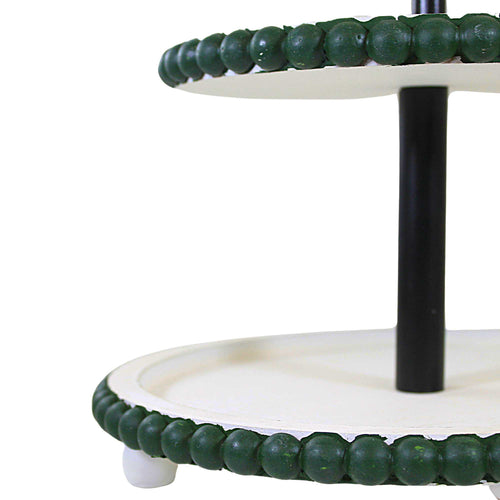 Ganz Green Beaded Edge Two-Tier Pedestal Stand - - SBKGifts.com