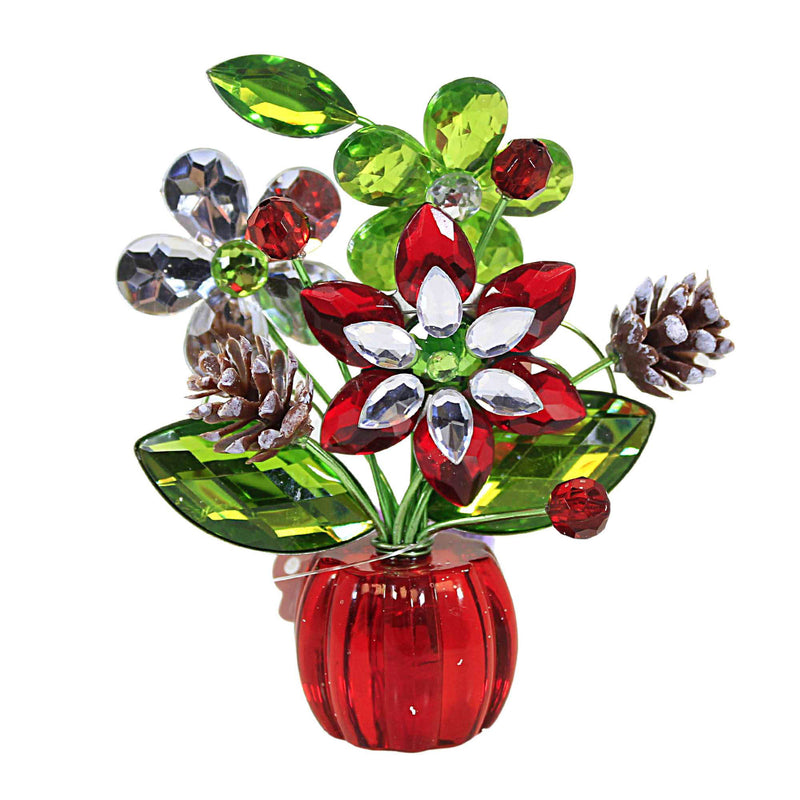 Crystal Expressions Holiday Wishes Posy Pot - One Figurine 4 Inch, Acrylic - Pinecones Berries Poinsettia Acryx259 (62154)
