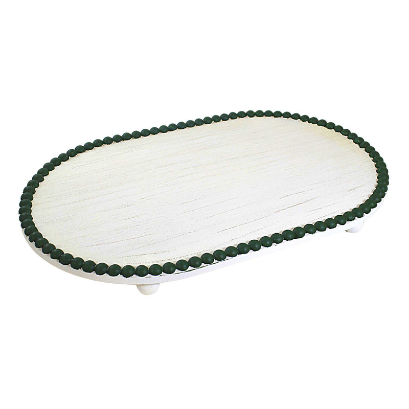 Ganz Green Beaded Edge Oval Riser Tray - - SBKGifts.com