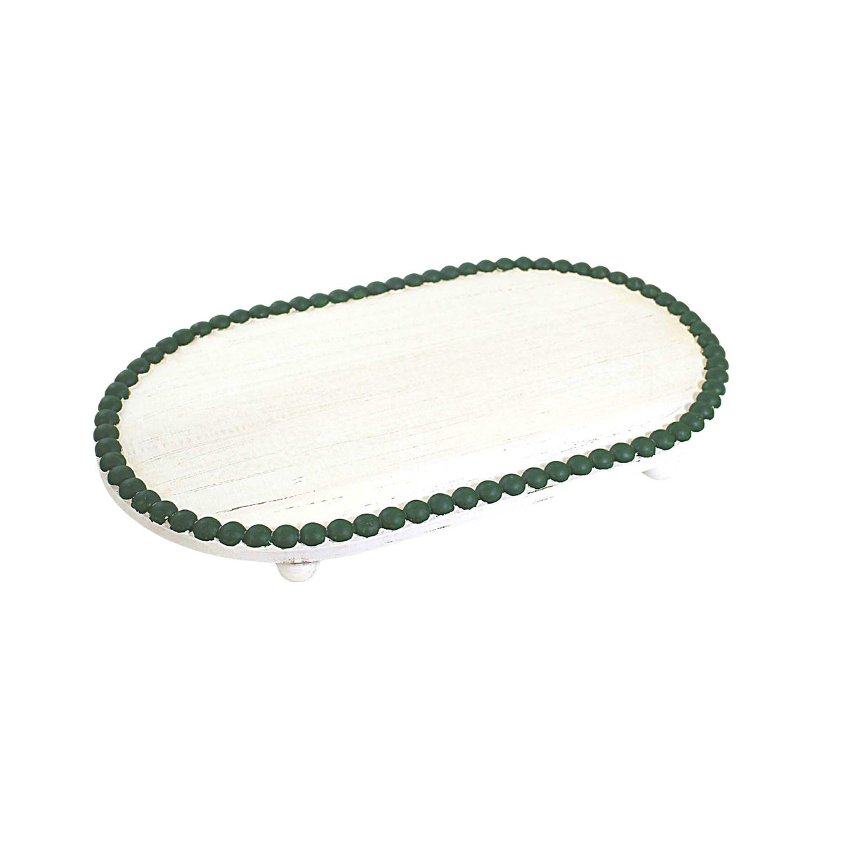 Ganz Green Beaded Edge Oval Riser Tray Med. - - SBKGifts.com