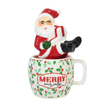 Ganz Santa On Cup Salt & Pepper Set - One Salt & Pepper Shaker Set 5 Inch, Dolomite - Merry Jolly Holly Gifts Mx187600 (62157)
