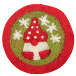 Ganz Woven Holiday Coasters - One Set Four Coasters 4 Inch, Wool - Santa Gnome Snowman Christmas Tree Mx190228 (62202)