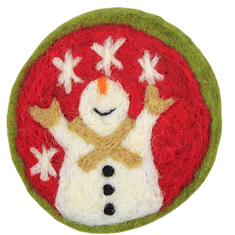 Ganz Woven Holiday Coasters - One Set Four Coasters 4 Inch, Wool - Santa Gnome Snowman Christmas Tree Mx190228 (62202)