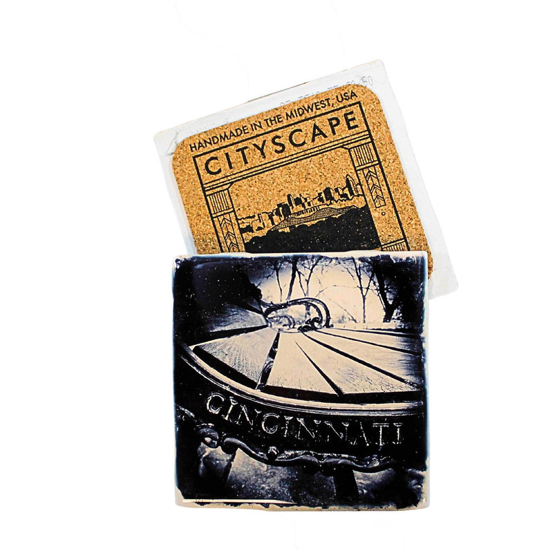 Cityscape Tiles Cincinnati Park Bench - One Coaster 4.25 Inch, Ceramic - Ohio Wrought Iron Cintiparkbench (62210)