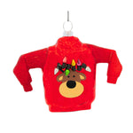 Kat + Annie Reindeer Sweater - One Ornament 3.5 Inch, Glass - Light Strand Antlers 73185 (62222)