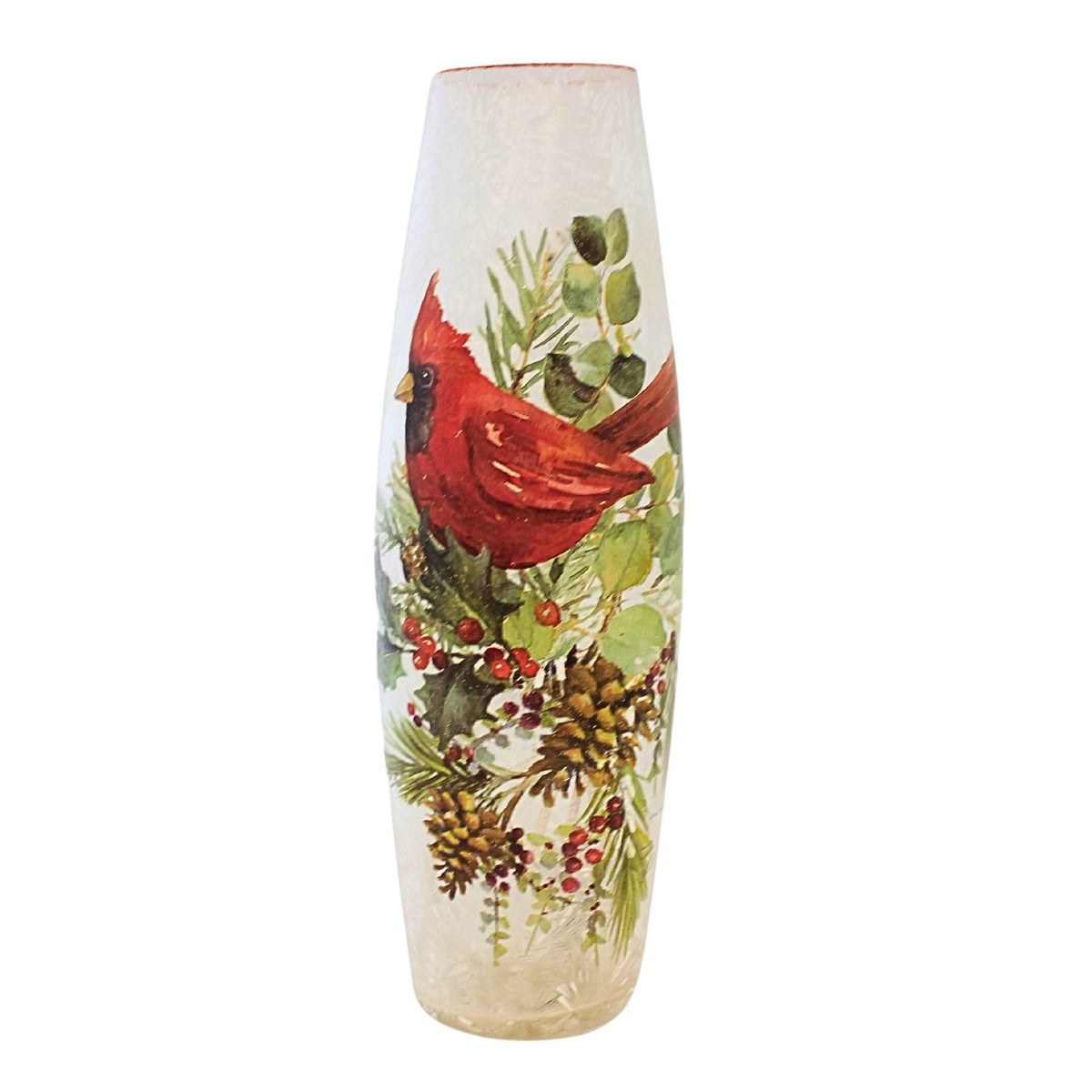 (62264) Pine Boughs With Cardinal Pre-Lit Vase
