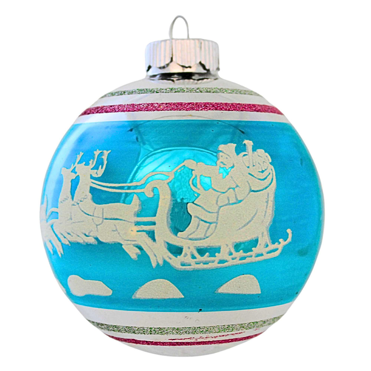 (62268) Sleigh Flocked Ball Ornament