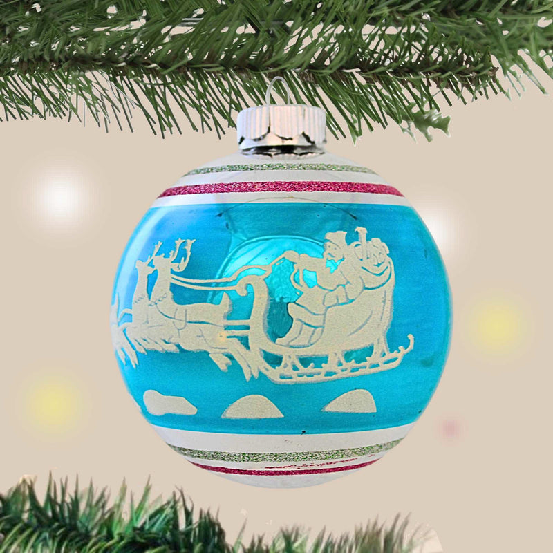 Christopher Radko Sleigh Flocked Ball Ornament - - SBKGifts.com
