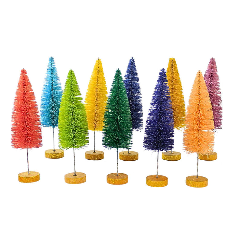 Cody Foster Bottle Brush Trees Box Set/10 - Set Of 10 Bottle Brush Trees 6 Inch, Sisal - Christmas Rainbow Village Cd2032 (62275)