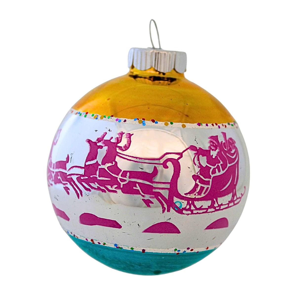 (62280) Santa Sleigh Reindeer Ornament