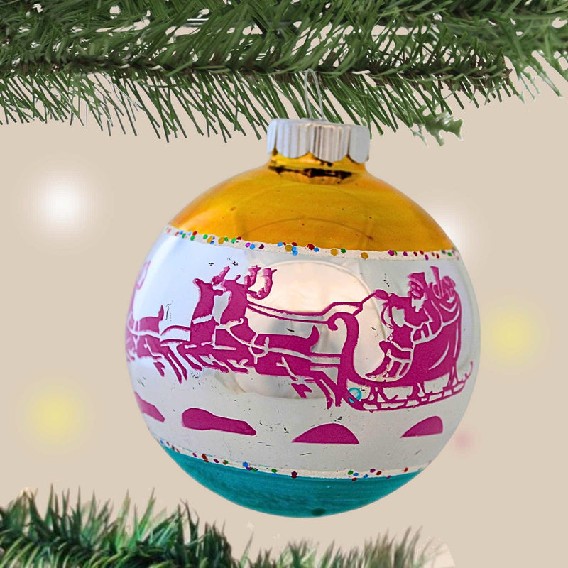 Christopher Radko Santa Sleigh Reindeer Ornament - - SBKGifts.com