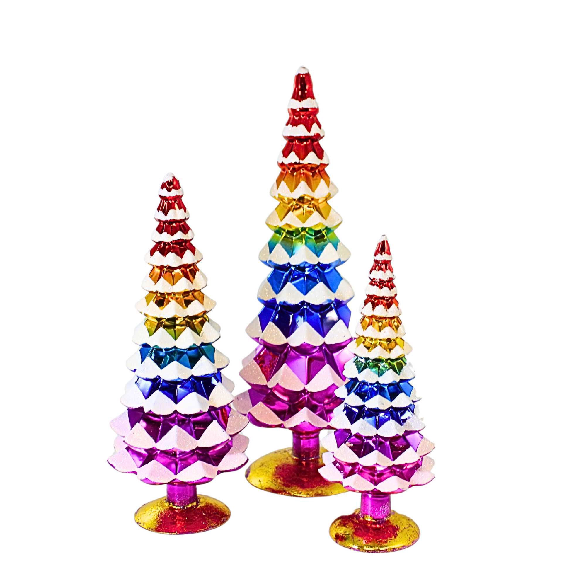 Cody Foster 16.00In Rainbow Gradient Trees Set / 3, Glass, Decor