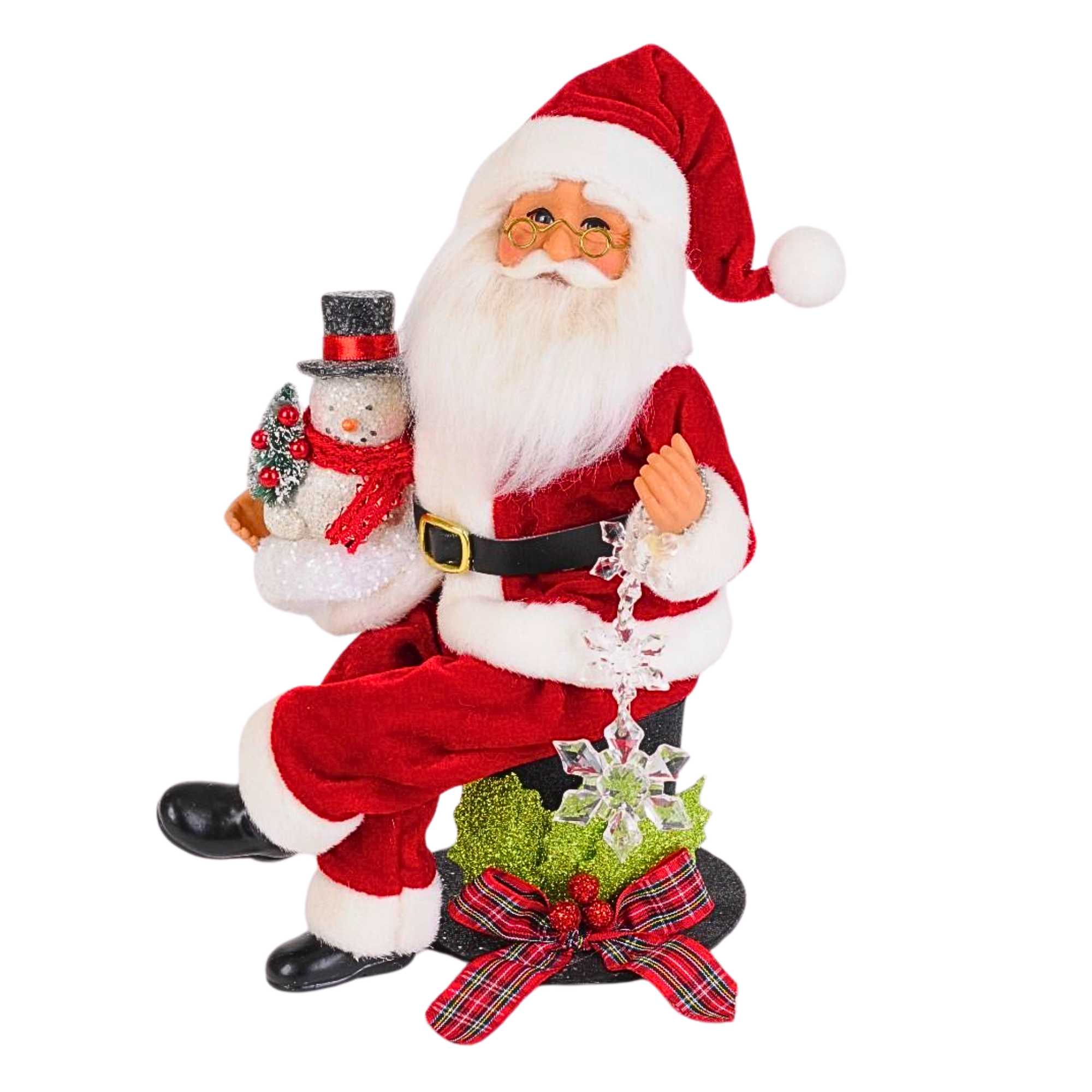 Karen Didion Top Hat Santa - One Santa Figurine 10.5 Inch, Plastic