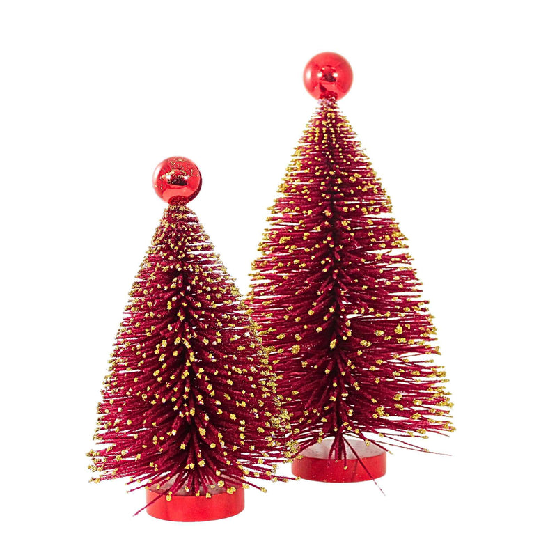 (62359) Gold Flaked Red Bottle Brush Tree Set