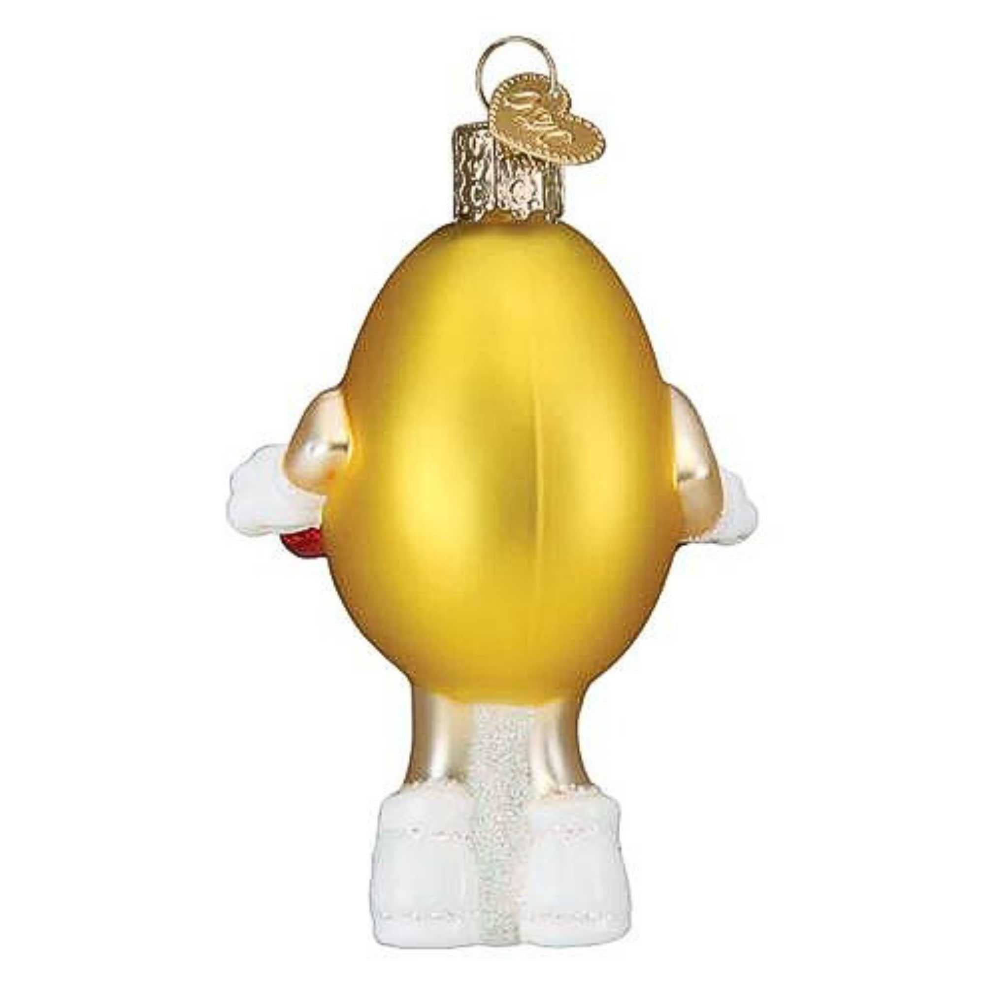 アスティエ　クリスマスオーナメント　MI AMOR GOLD FACE Old World Christmas 3.75In M&M's Yellow Love You, Glass, Hearts