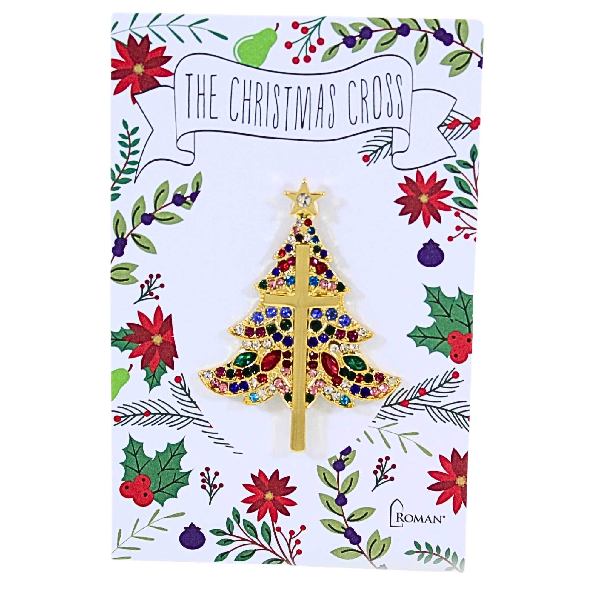 クリスマスセール！6'6 The new master TWIN PIN Roman 2.50In Christmas Cross Tree Pin, Metal, 18K Gold Plate 13468