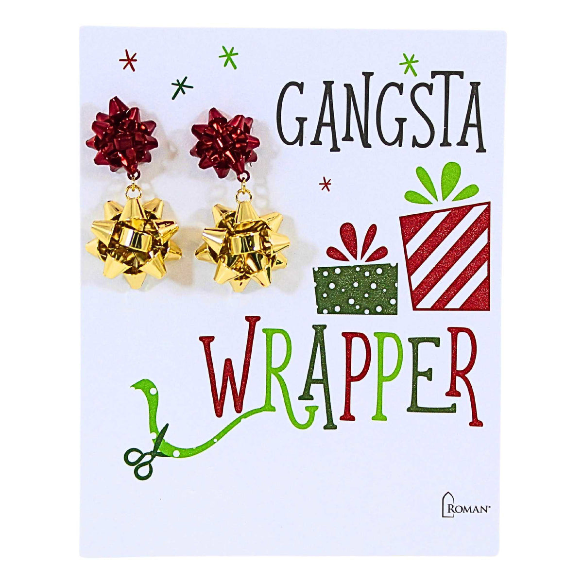 (62513) Red And Gold Bow Earrings