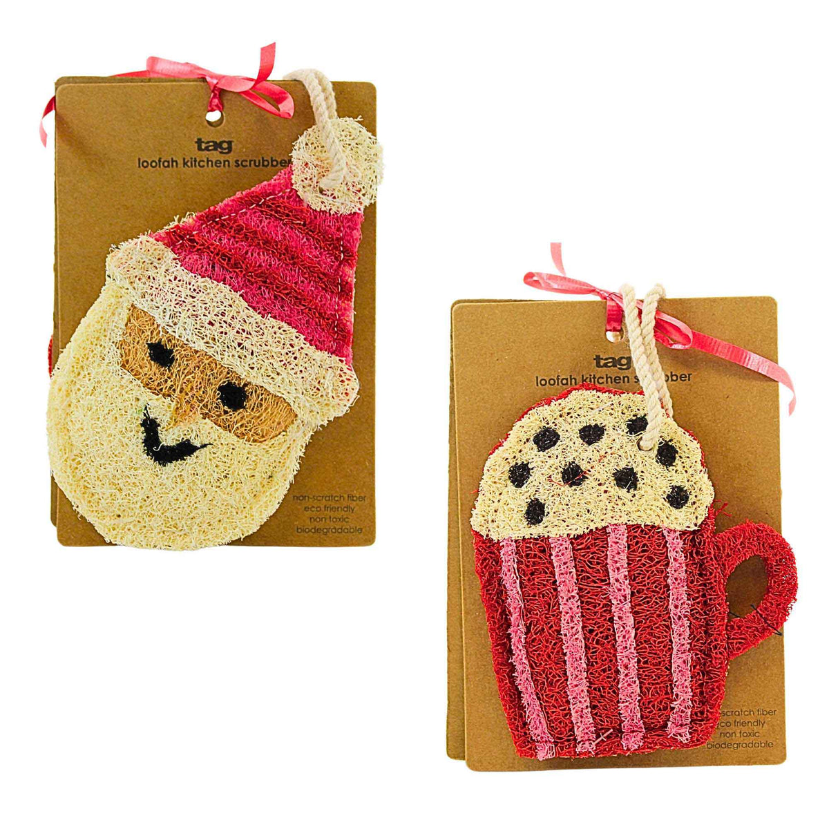 (62557) Santa/Hot Cocoa Loofah Scrubber Set