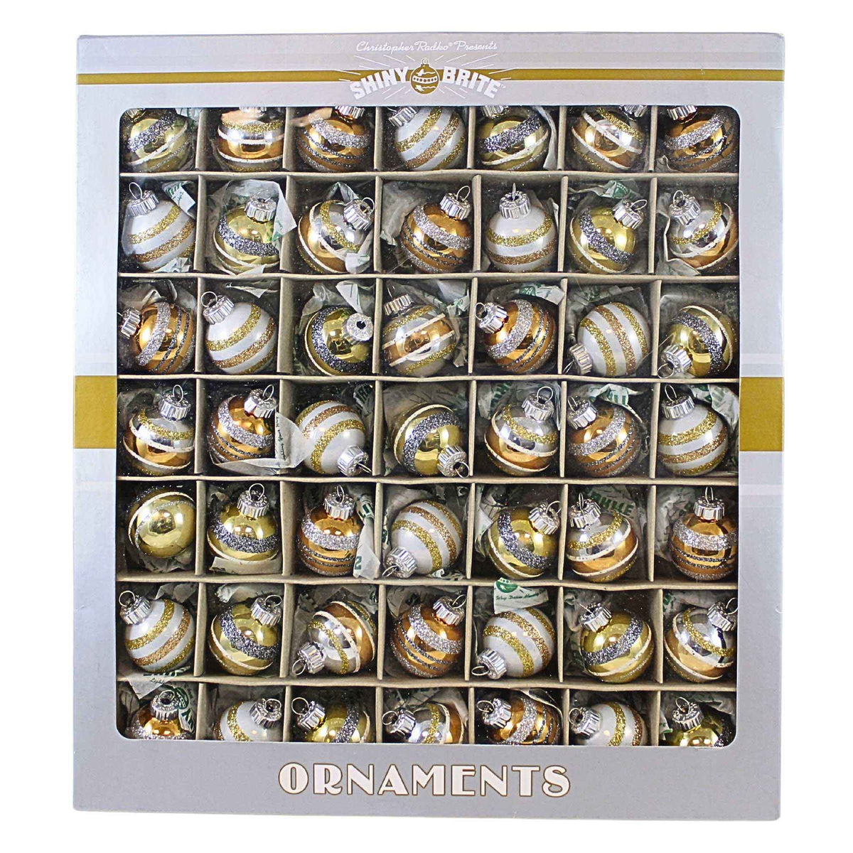Radko Golden Rood Christopher Radko Company 1.50In Golden Rounds, Glass, Shiny Brite ...