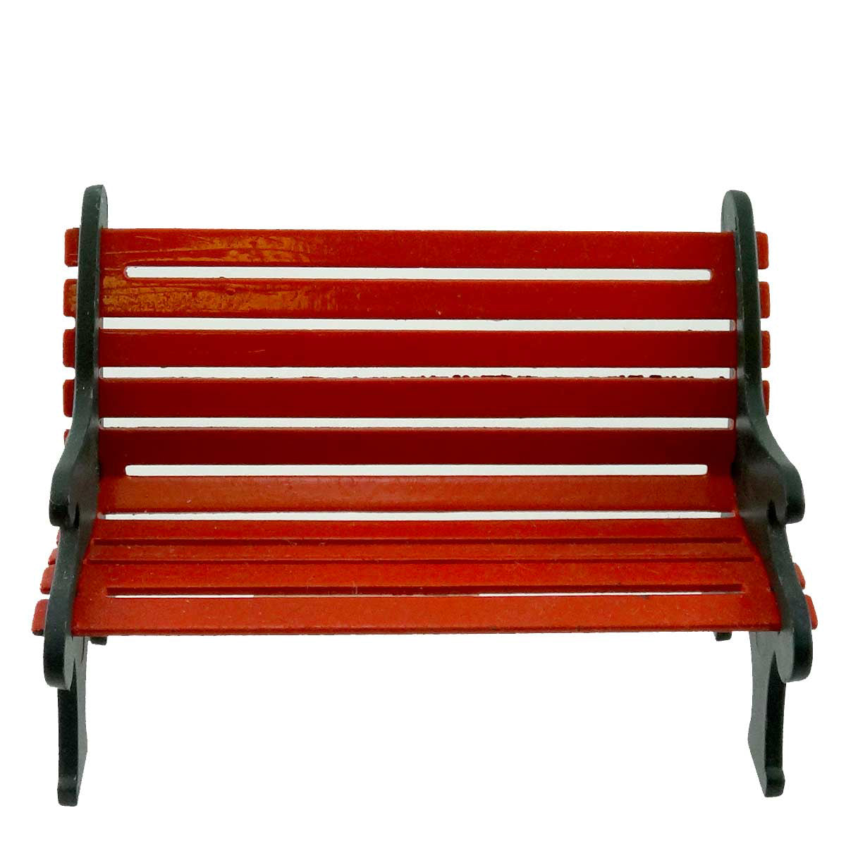 (6268) Red Wrought Iron Park Bench