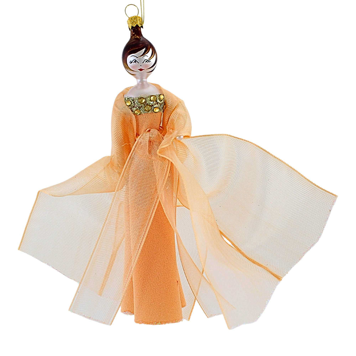 De Carlini Italian Ornaments 7.00In Raquel In Sherbet Ballgown Dress, Glass, Holiday Elegant Vogue Do7825 | SBKGifts.com De Carlini Italian Ornaments 7.00In Raquel In Sherbet Ballgown Dress, Glass, Holiday Elegant Vogue Do7825 | SBKGifts.com