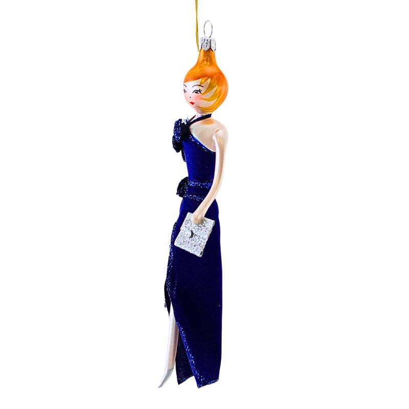 De Carlini Italian Ornaments Donna In Blue Ballgown - - SBKGifts.com