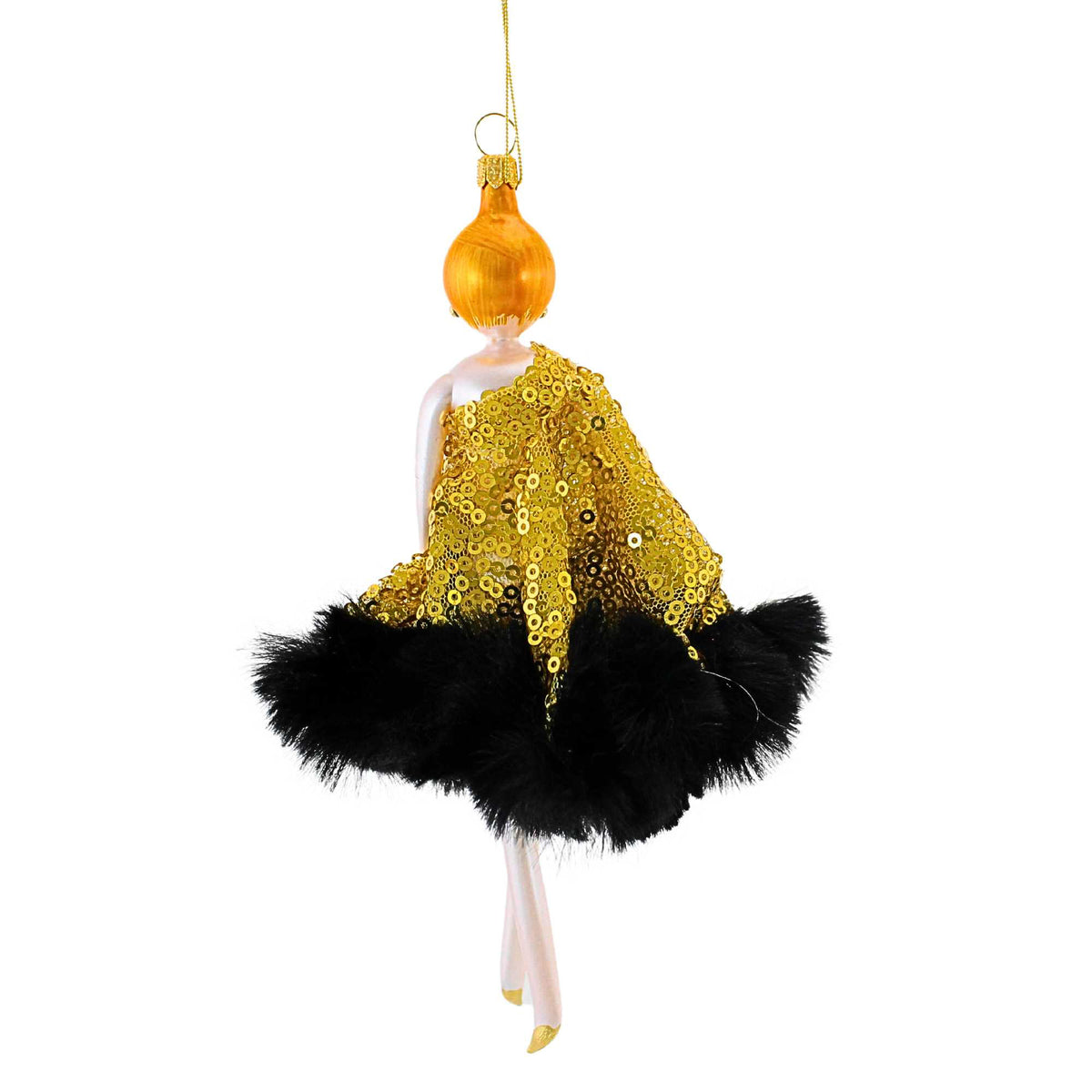black dress ornaments De Carlini Lady in Black Dress with Stars Ornament