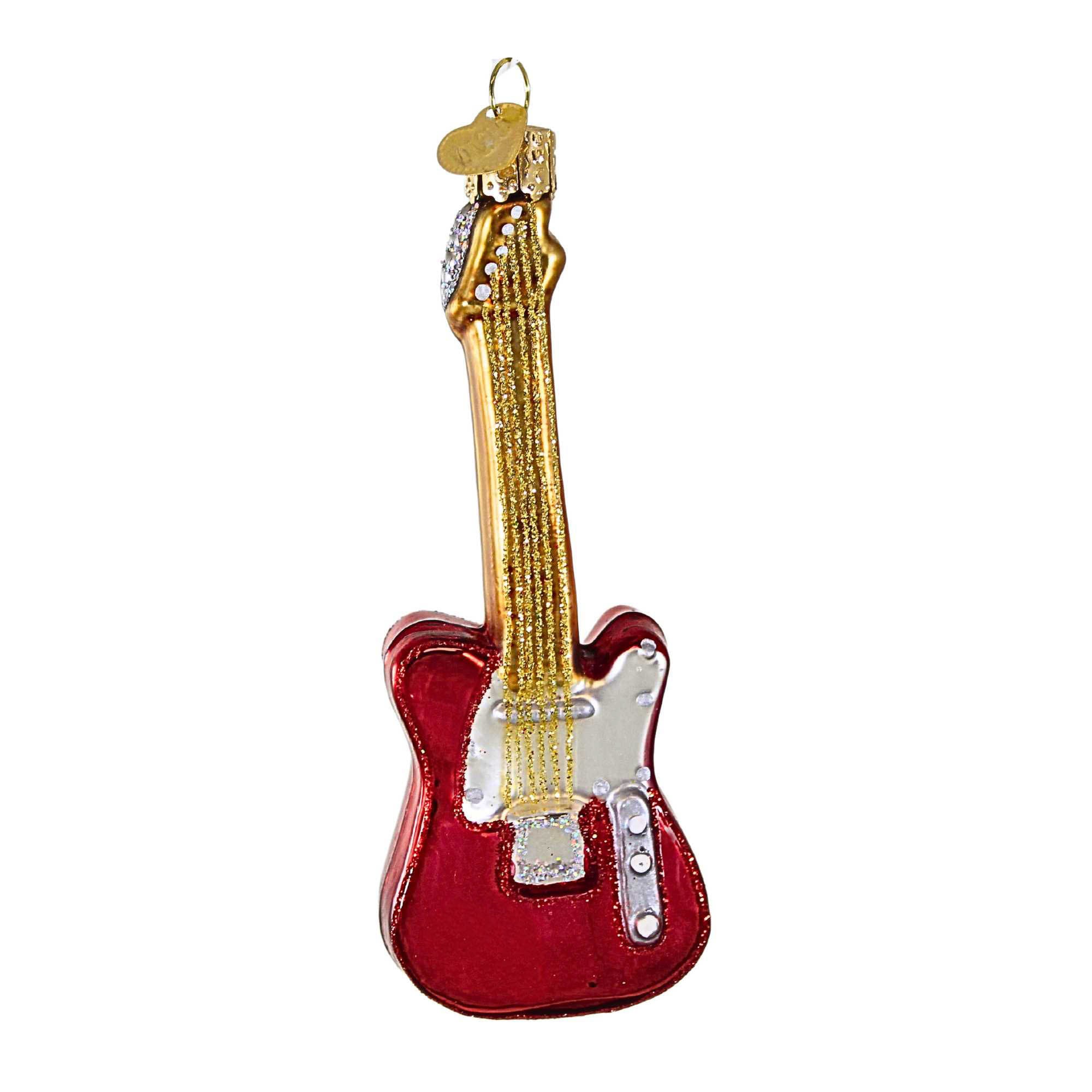 Old World Christmas 4.75In Red Electric Guitar, Glass, Music
