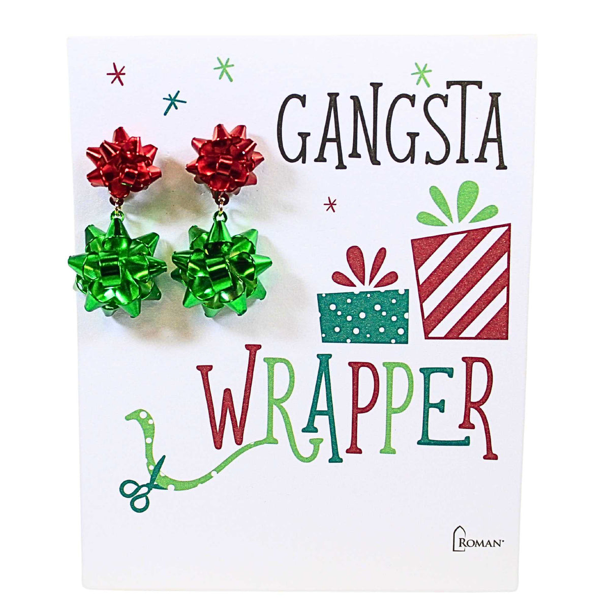 (62815) Red/Green Bow Earrings