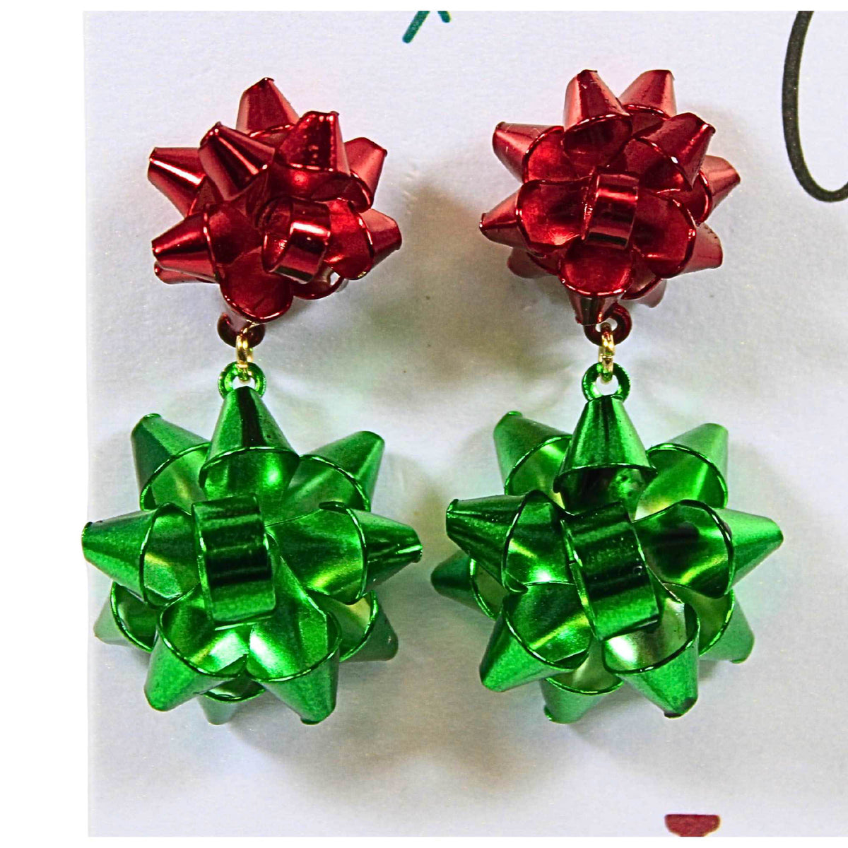 Roman Red/Green Bow Earrings - - SBKGifts.com