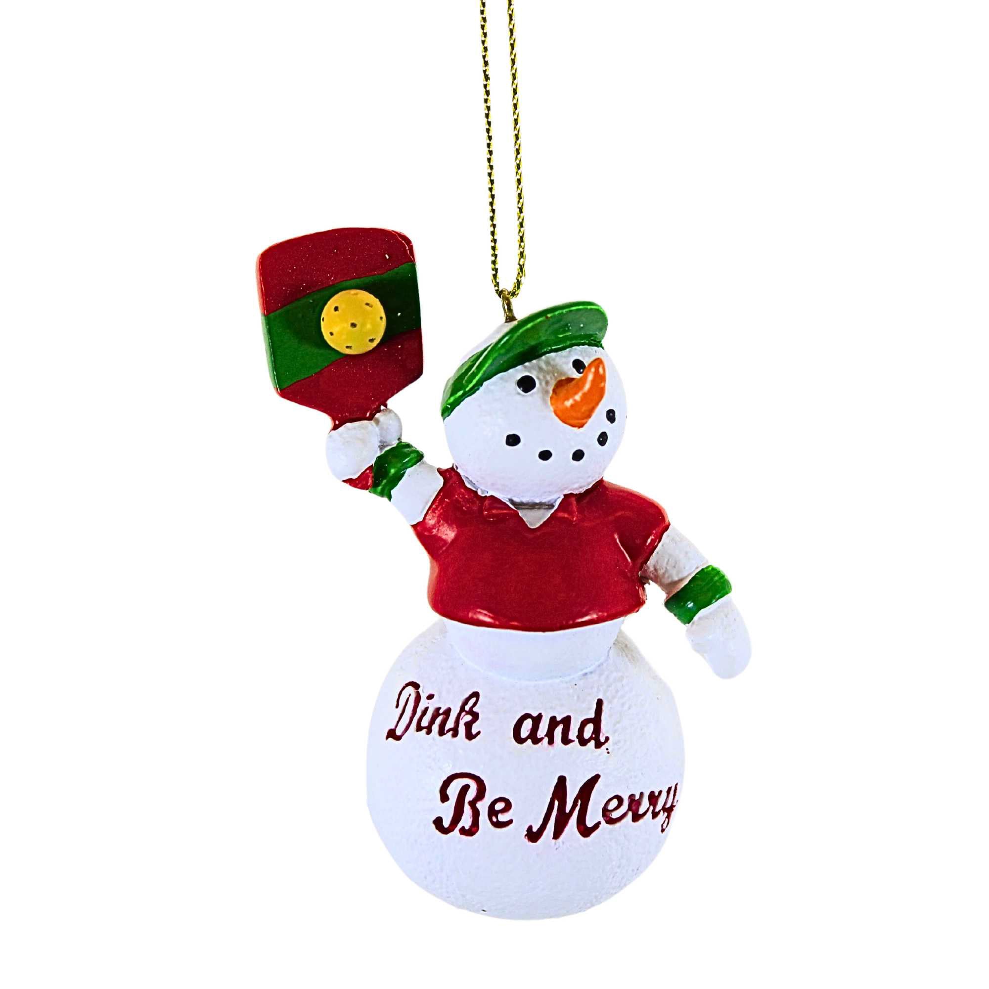 Roman 3.00In Pickleball Snowman Ornament, Polyresin, Dink & Be