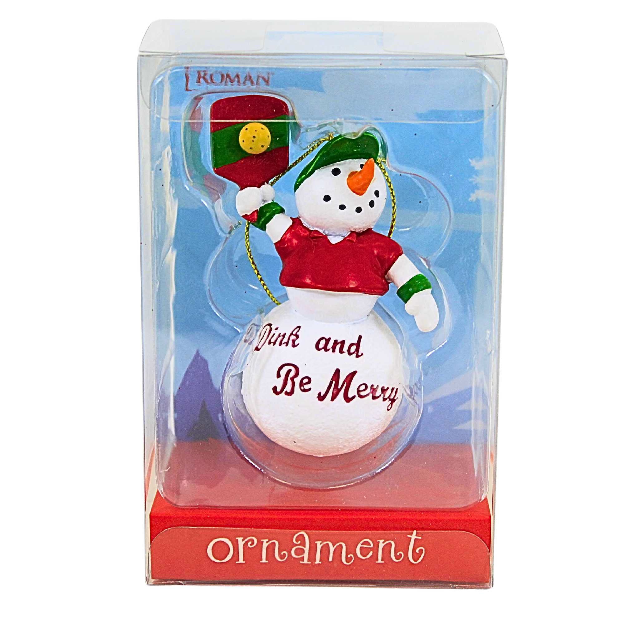 Roman 3.00In Pickleball Snowman Ornament, Polyresin, Dink & Be