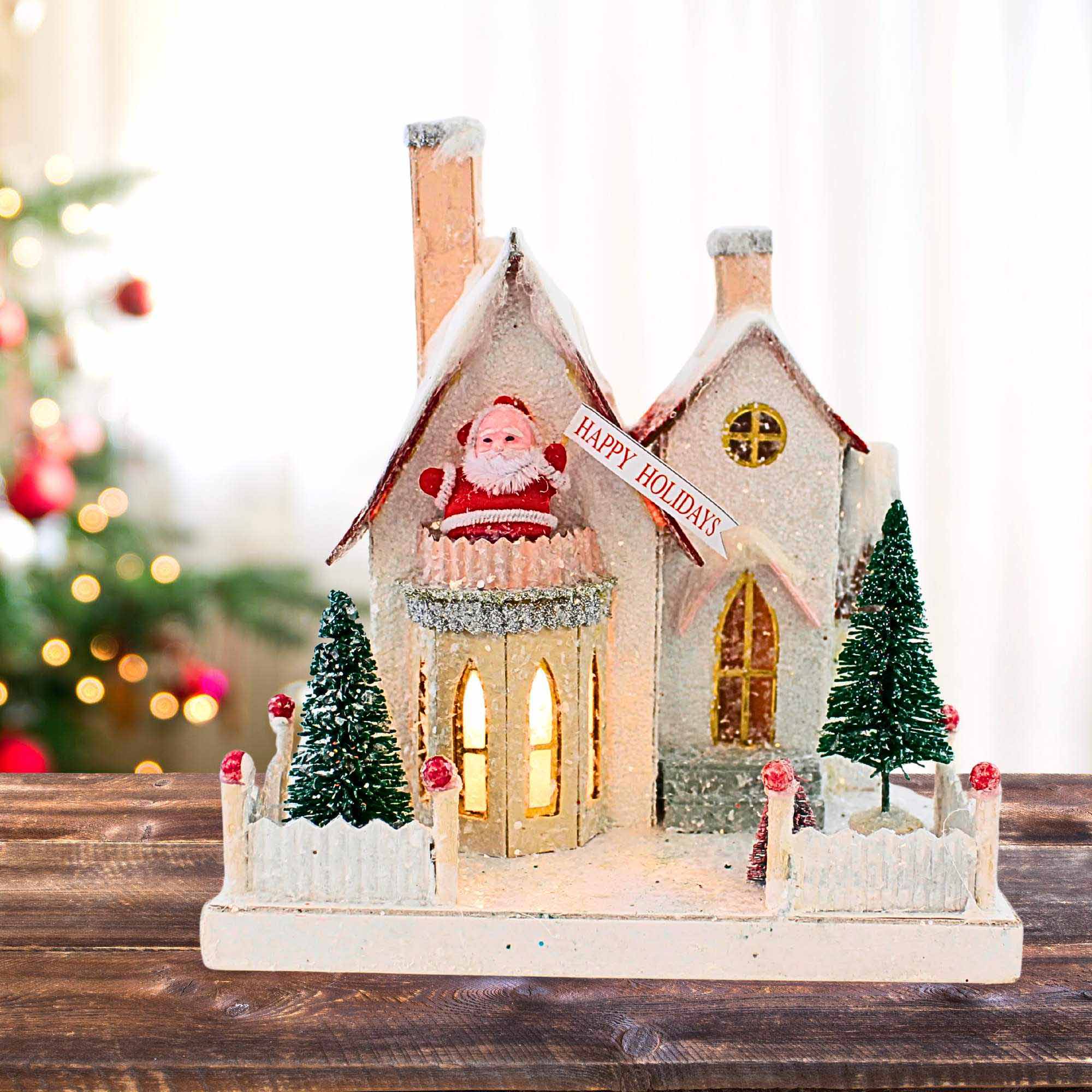 クリスマスファイバーハウス Cody Foster 8.00In Santa's House, Paperboard, Village Putz Retro