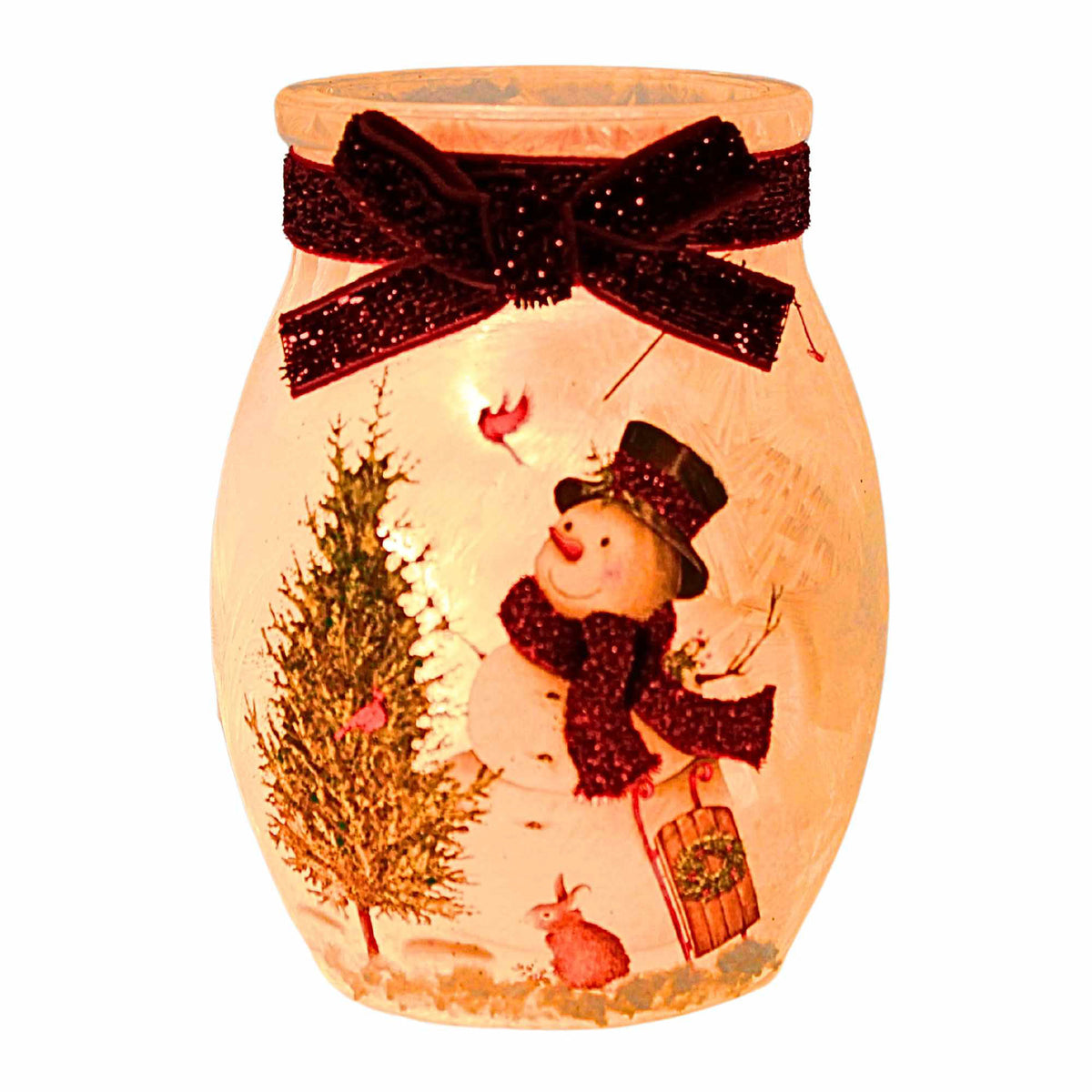 (62948) Delightful Snowman Pre-Lit Small Jar