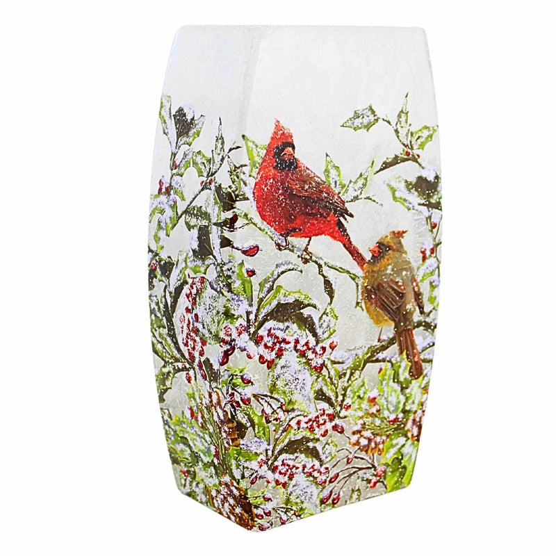 Stony Creek Holly & Cardinals Pre[Lit Medium Vase - - SBKGifts.com