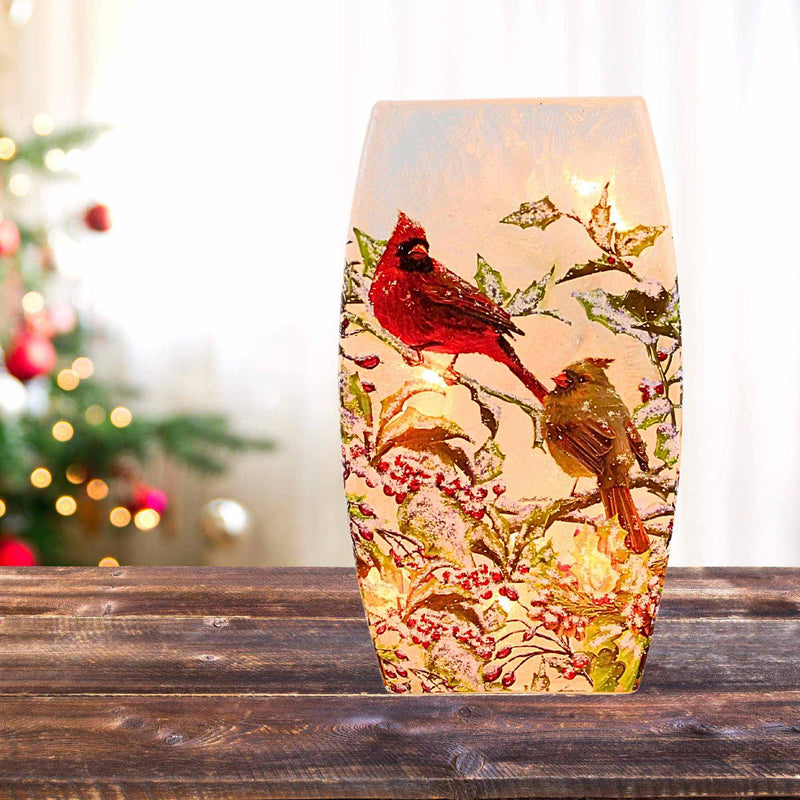 Stony Creek Holly & Cardinals Pre[Lit Medium Vase - - SBKGifts.com