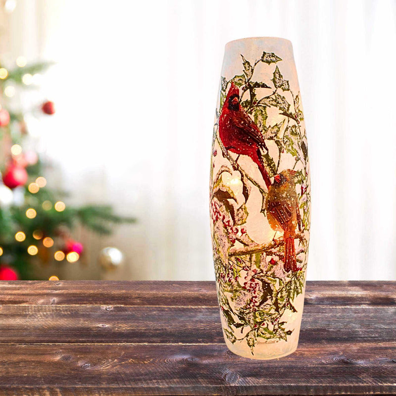 Stony Creek Holly & Cardinals Pre-Lit Large Vase - - SBKGifts.com