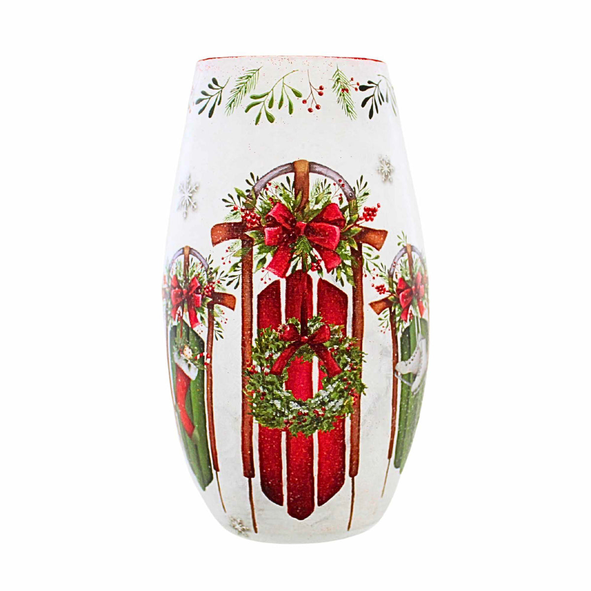 Stony Creek Decorated Sleds Pre-Lit Med Vase - - SBKGifts.com