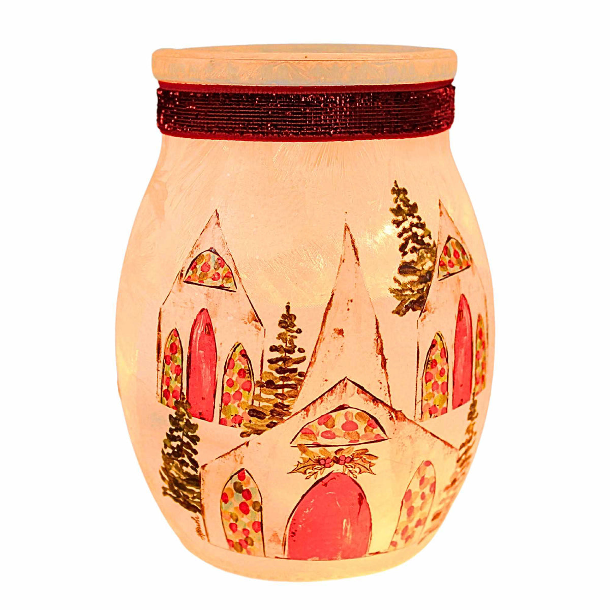 (62968) Christmas Chapel Pre-Lit Small Jar