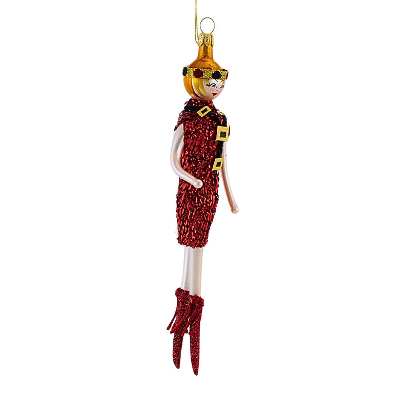 De Carlini Italian Ornaments Trixie In Glam Boots N' Red Dress - - SBKGifts.com