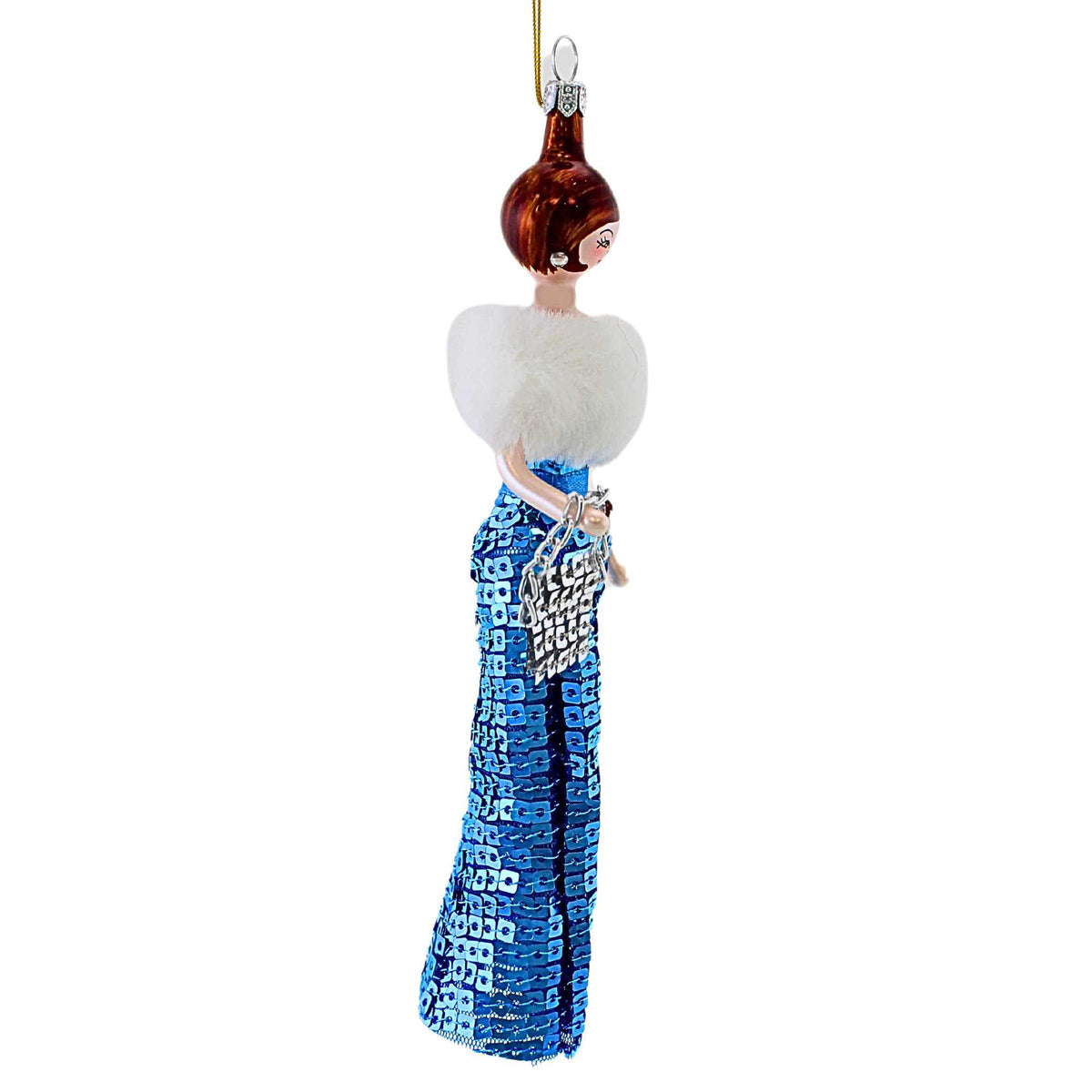 De Carlini Italian Ornaments Zsa Zsa In Aqua Sequin Ballgown - - SBKGifts.com