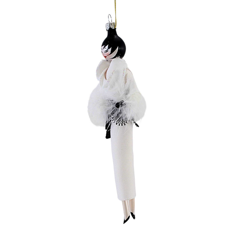De Carlini Italian Ornaments Miranda In White Lace Black Dress - - SBKGifts.com