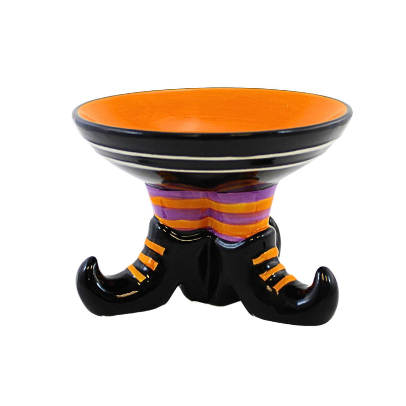 (Sec63014) Seconds Transpac Small Candy Dish With Witch Boot Base, 4.50 Inch, Boots Orange Purple Black Th01597smallboot
