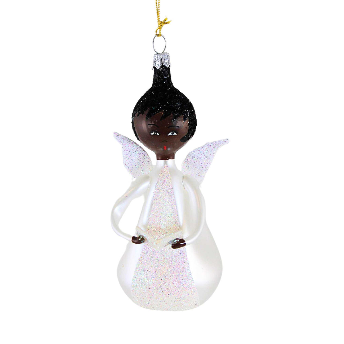 (63055) Angel In White With Book Dark Skin
