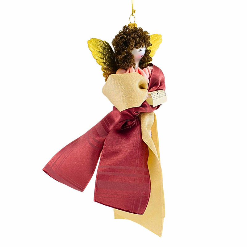 De Carlini Italian Ornaments Pink Nativity Angel With Music - - SBKGifts.com
