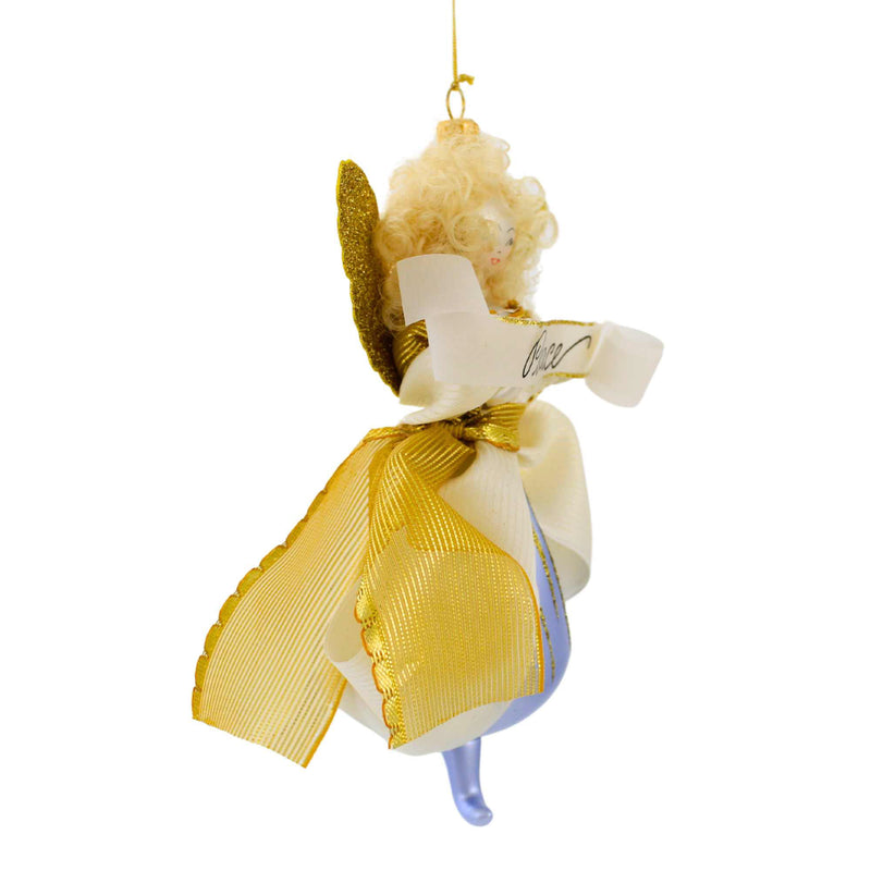 De Carlini Italian Ornaments Celeste With Peace Banner - - SBKGifts.com