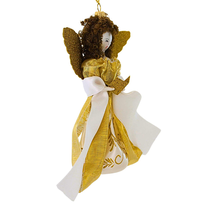 De Carlini Italian Ornaments Muriel In Gold With Book - - SBKGifts.com