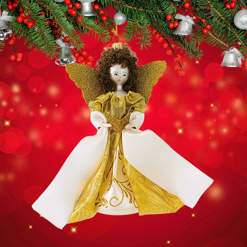De Carlini Italian Ornaments Muriel In Gold With Book - - SBKGifts.com
