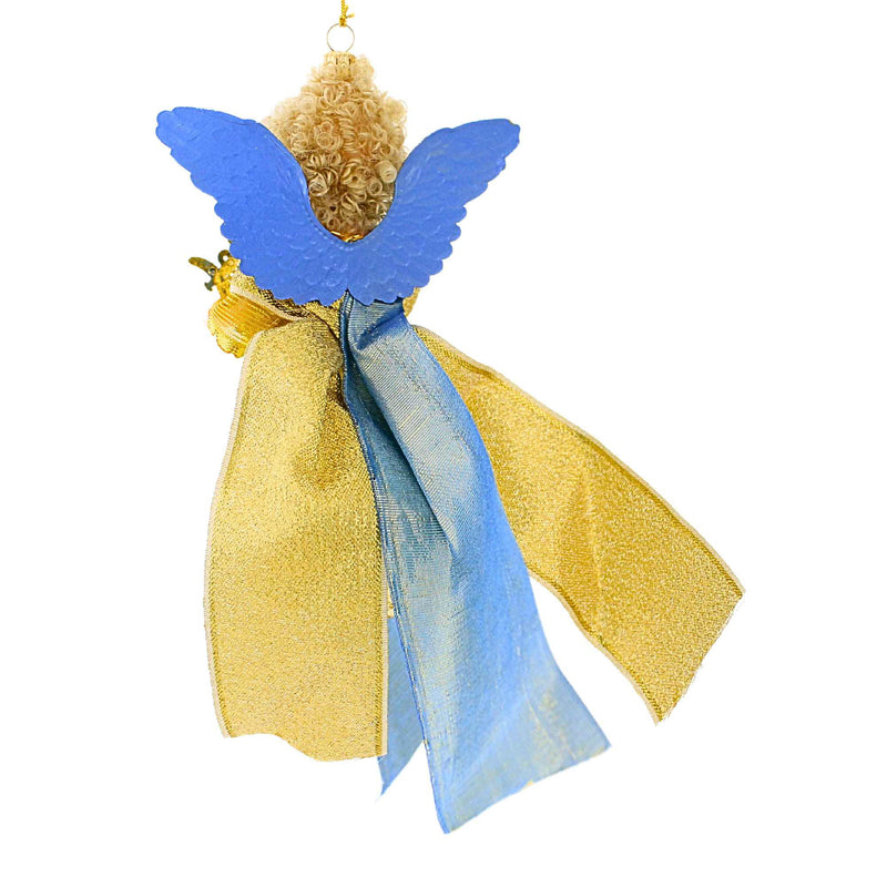De Carlini Italian Ornaments Aurora In Blue With Harp - - SBKGifts.com
